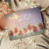 Tropische palms Beach Weddenschap Save the Date Aankondigingskaart