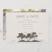 Tropische palms Beach Weduwfoto Save The Date (Voorkant / Achterkant)