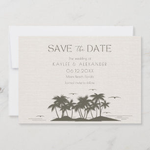 Tropische palms Beach Weduwfoto Save The Date
