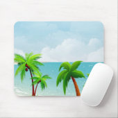 Tropische Palms Blue Sky White Clouds Sjabloon Muismat (Met muis)