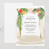 Tropische palms Floral Arbor Seaside Beach Weddens Kaart (Voorkant / Achterkant)