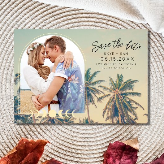 Tropische palms Foto Beach Weddenschap Save The Date