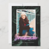 Tropische palms Neon | Foto van Afstuderen Kaart (Voorkant)