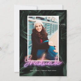 Tropische palms Neon | Foto van Afstuderen Kaart