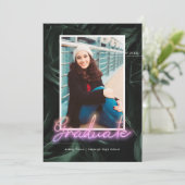 Tropische palms Neon | Foto van Afstuderen Kaart (Staand voorkant)