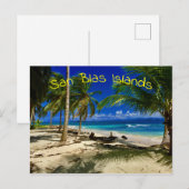 Tropische palms San Blas Panama Sandy Beach Island Briefkaart (Voorkant / Achterkant)