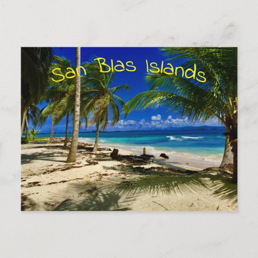 Tropische palms San Blas Panama Sandy Beach Island Briefkaart (Voorkant)