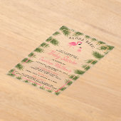 Tropische palms Waterverf Flamingo Baby shower Acryl Uitnodigingen (Laagn)