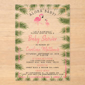 Tropische palms Waterverf Flamingo Baby shower Acryl Uitnodigingen (Voorkant)