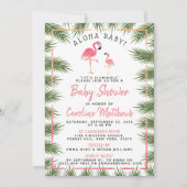 Tropische palms Waterverf Flamingo Baby shower Kaart (Voorkant)