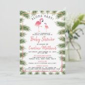Tropische palms Waterverf Flamingo Baby shower Kaart (Staand voorkant)