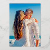 Tropische palmschijfjes bruiloft goud folie uitnodiging (Achterkant)