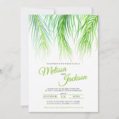 Tropische palmschijfjes waterverf bruiloft schilde kaart (Voorkant)