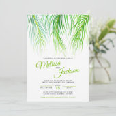 Tropische palmschijfjes waterverf bruiloft schilde kaart (Staand voorkant)