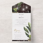 Tropische palmslagadergevlochten bruiloft all in one uitnodiging (Binnen)