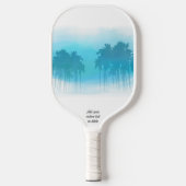 Tropische palmstructuur Blauwe gradiënt Aangepast Pickleball Paddle (Voorkant)