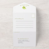 Tropische palmtak waterverf groen wit bruiloft all in one uitnodiging (Buitenkant)