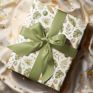 Tropische palmtakken verlaten Kerstmis Cadeaupapier