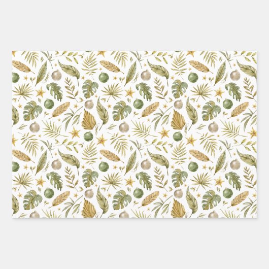 Tropische palmtakken verlaten Kerstmis Inpakpapier Vel (Voorkant 2)