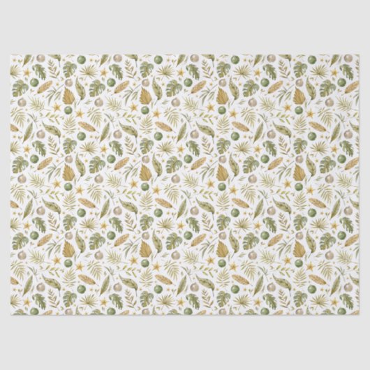 Tropische palmtakken verlaten Kerstmis Tissuepapier (Voorkant)