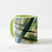 Tropische palmvaten Abstract Blauw Groen Geel Mok (Voorkant links)
