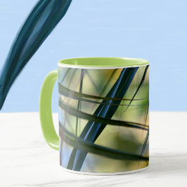 Tropische palmvaten Abstract Blauw Groen Geel Mok