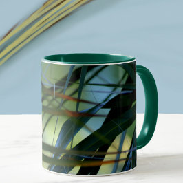 Tropische palmvaten Abstract Groen Blauw Geel Mok