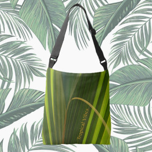 Tropische palmvaten Groene gestripte gepersonalise Crossbody Tas