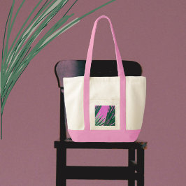 Tropische palmvaten in groen en roze tote bag