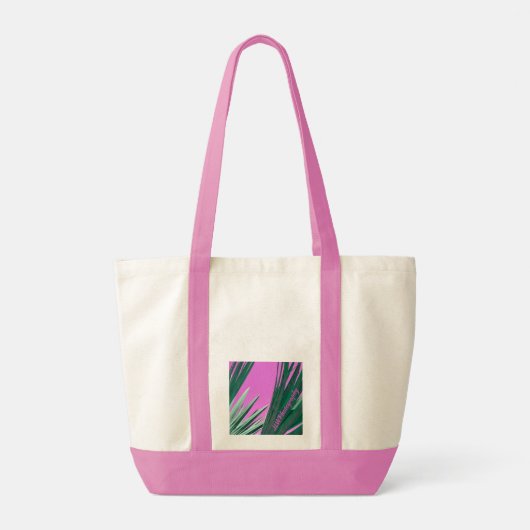 Tropische palmvaten in groen en roze tote bag (Achterkant)