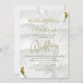Tropische palmvogels Elegant Rustic Gold Wedding Kaart (Voorkant)