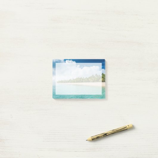 Tropische palmvrije doorsnede post-it® notes (Op bureau)