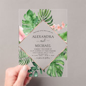 Tropische palmWaterverf Geometric Wedding Acryl Uitnodigingen (Insitu (Draagbaar))