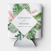 Tropische palmWaterverf Geometric Wedding Blikjeskoeler (Voorkant)