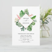 Tropische palmWaterverf Geometric Wedding Kaart (Staand voorkant)