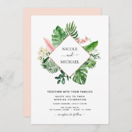 Tropische palmWaterverf Geometric Wedding Kaart