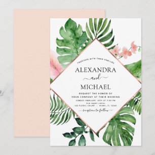 Tropische palmWaterverf Geometric Wedding Kaart
