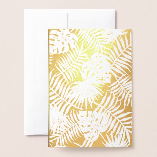Tropische palmweddenschappen met zwarte en goudvor folie kaarten (Met envelop)