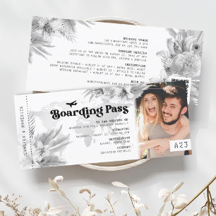 Tropische Pampas Boarding Pass Trouw Uitnodiging
