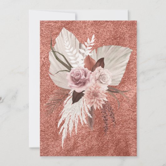 Tropische Pampas Engagement Party (Blush and Coppe Kaart (Achterkant)