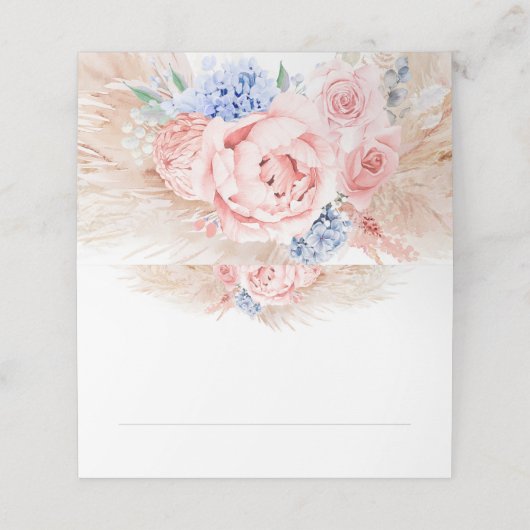 Tropische Pampas gras bruiloft plaats kaart Plaatskaartje (Buitenkant ongevouwen)