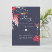 Tropische Pampas Grass Navy Berry Wedding (Staand voorkant)