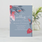 Tropische Pampas Grass Navy Berry Wedding (Staand voorkant)
