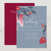 Tropische Pampas Grass Navy Berry Wedding (Voorkant / Achterkant)