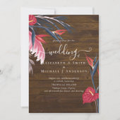 Tropische Pampas Grass Navy Berry Wedding (Voorkant)