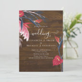 Tropische Pampas Grass Navy Berry Wedding (Staand voorkant)