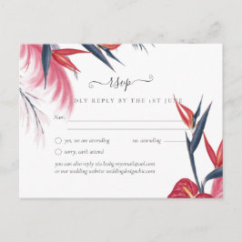 Tropische Pampas Grass Navy Berry Wedding Briefkaart