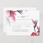 Tropische Pampas Grass Navy Berry Wedding Briefkaart (Voorkant / Achterkant)