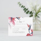 Tropische Pampas Grass Navy Berry Wedding Briefkaart (Staand voorkant)