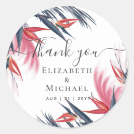 Tropische Pampas Grass Navy Berry Wedding Ronde Sticker